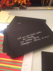 calligraphy, lettering, envelope addressed