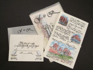 calligraphy, lettering, wedding invitation