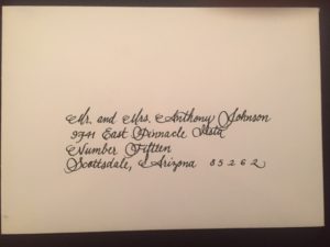 Hand addressed envelopes- calligraphy, lettering, envelope addressed